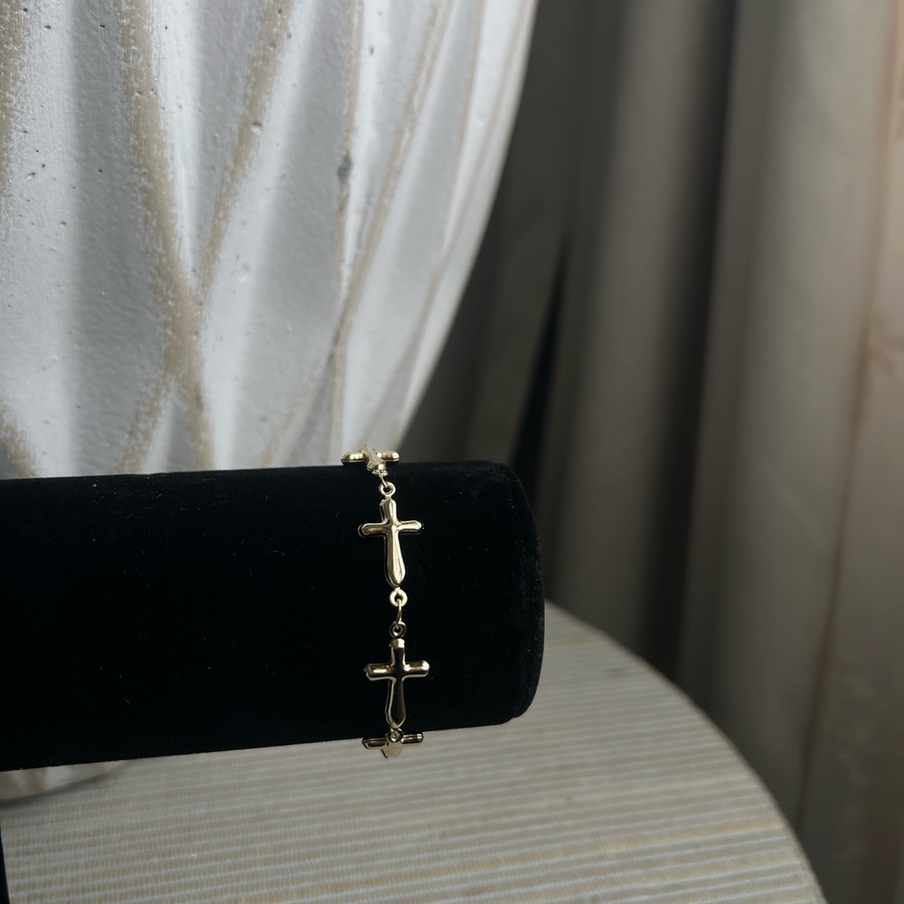 Plain Gold bubbly Cross Bracelet